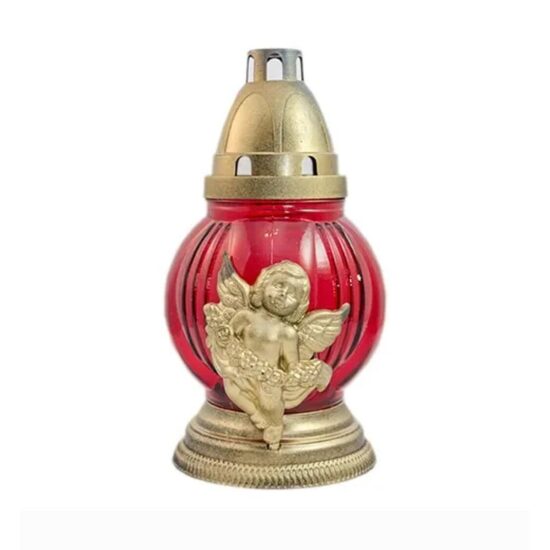 CANDELA STICLA 20 CM INGERAS ROSU