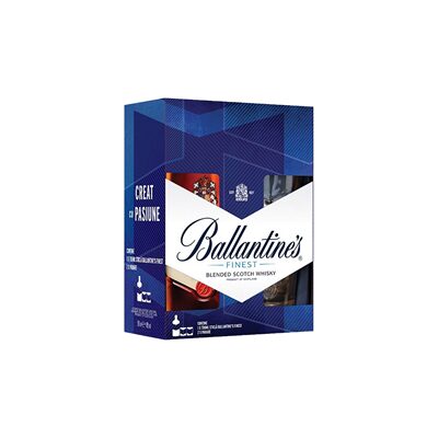 BALLENTINE'S FINEST PACHET WHISKY 40% + 2 PAHARE SGR 0.7L