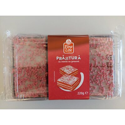 PRAJITURA CU CREMA DE ZMEURA FINE LIFE 220G