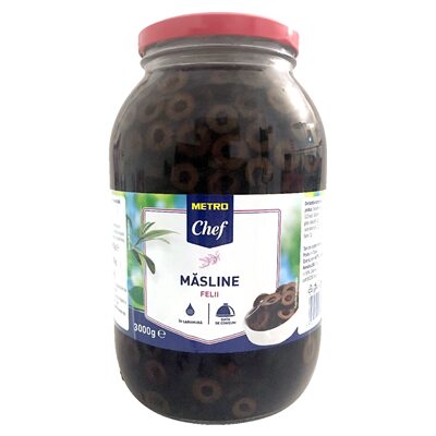 MASLINE NEGRE FELIATE CALIBRU 230-260 METRO CHEF 1.55KG
