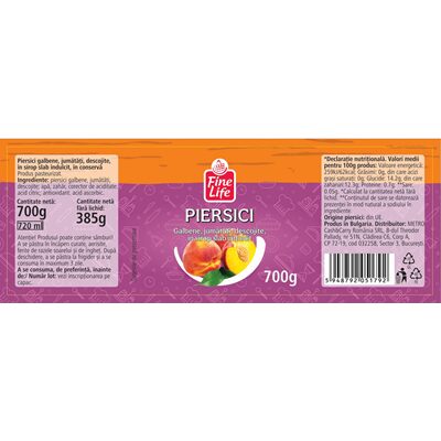 COMPOT PIERSICI JUMATATI FINE LIFE 700G
