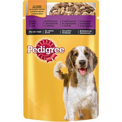 HRANA UMEDA CAINI ADULTI PUI-LEGUME IN SOS PEDIGREE 100G