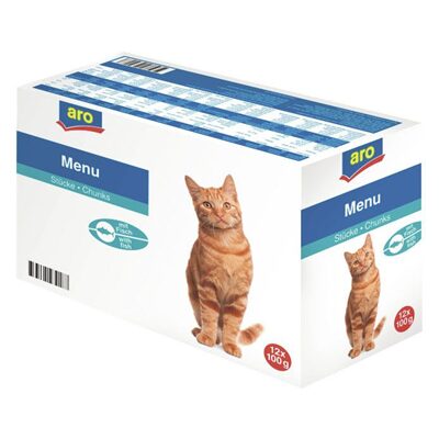 HRANA UMEDA PLIC PENTRU PISICI CU AROMA DE PESTE ARO 12 X 100 G