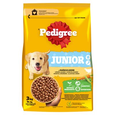 HRANA USCATA CU PUI SI LEGUME PENTRU CAINI JUNIORI M/L PEDIGREE 3KG