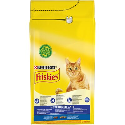 HRANA USCATA PISICI STERILE SOMON SI LEGUME FRISKIES 1.5KG