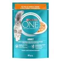 HRANA UMEDA PENTRU PISICI CU PUI SI FASOLE PURINA ONE 85G