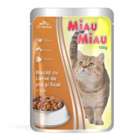 HRANA PENTRU PISICI CU PUI SI FICAT IN SOS MIAU MIAU 100G