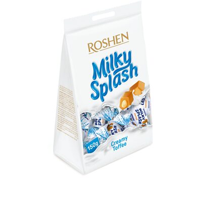 CARAMELE CU UMPLUTURA DE LAPTE ROSHEN MILKY SPLASH 150G