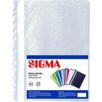 SET 25 DOSARE A4 POLIPROPILENA SIGMA ALB