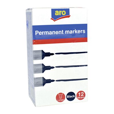 MARKER PERMANENT NEGRU ARO x 12