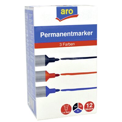 MARKER PERMANENT DIVERSE CULORI ARO x 12