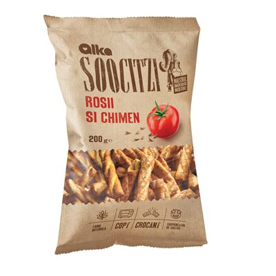 SNACKS ALKA SOOCITZI CU AROMA DE ROSII SI CHIMEN 200G