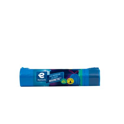 SACI DE MENAJ CU SNUR MAGNETIC 60L EPACK x 10 BUC