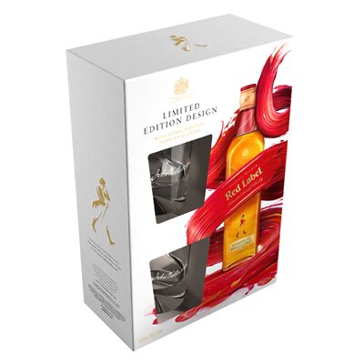 JOHNNIE WALKER RED LABEL Blended Scotch Whisky 40% SGR 0,7 L + 2 Pahare