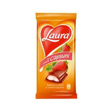 LAURA CIOCOLATA LAPTE CREMA CAPSUNI 92G x 4