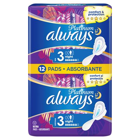 ALWAYS ABSORBANTE PLATINUM NIGHT DUO 12BUCATI